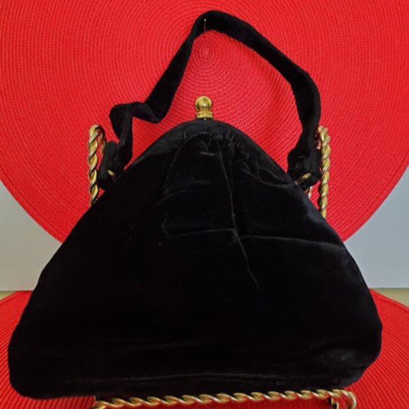 Vintage Black Velvet Purse - Picture 2 of 9